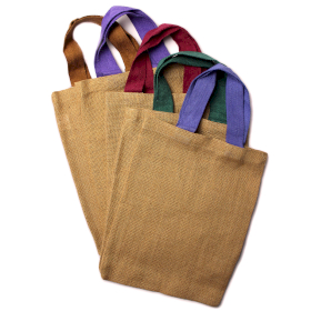 10x Jute-Einkaufstasche- Griffe in 5 verschiedenen Farben