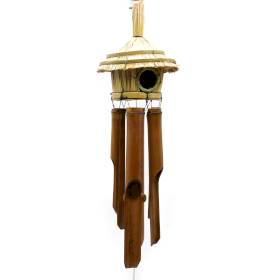 6x Runde Seegras-Vogelbox mit Glockenspielen 45x17cm