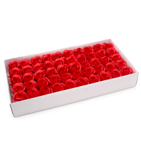 50x DIY Seifenblumen- mittlere Rose - Rot mit schwarzem Rand