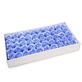 50x DIY Seifenblumen- mittlere Rose - Blau mit schwarzem Rand