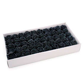 50x DIY Seifenblumen- mittlere Rose - Schwarz mit weißem Rand