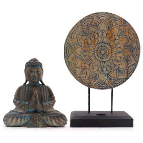 Buddha Feng Shui Set - Flower Mandala - Blau