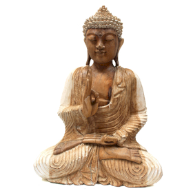 Buddha-Statue weiß getüncht – 40 cm, Lehrübertragung Beschädigt