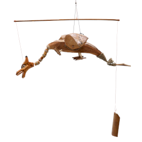Kokosnuss-Drachenmobiles naturfarben 37cm