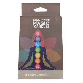3x Sieben Chakra Manifest Kerzen (7er-Pack)