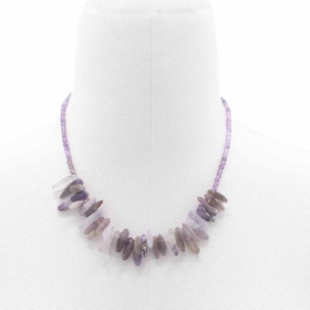 Edelstein-Halskette mit langen Steinen - Amethyst