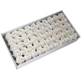 50x DIY Seifenblumen - mittlere Rose - Weiß