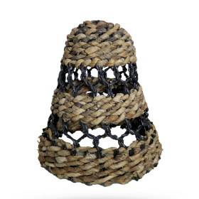 Mittelgroßer Lampenschirm aus natürlichem Bananenblatt und Hitam-Bast – H:30 x T:26 cm