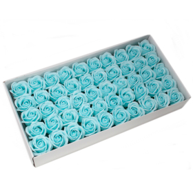 50x DIY Seifenblumen - mittlere Rose - Baby Blau