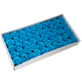 50x DIY Seifenblumen - mittlere Rose - Himmelblau