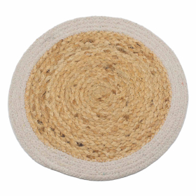 4x Natürliches Tischset - Jute & Baumwolle 30cm - Elfenbein-Rand