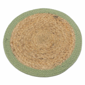 4x Natürliches Tischset - Jute & Baumwolle 30cm - Oliven-Rand