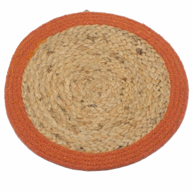 4x Natürliches Tischset - Jute & Baumwolle 30cm - Brauner-Rand