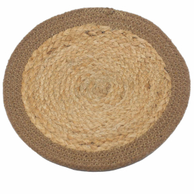 4x Natürliches Tischset - Jute & Baumwolle 30cm - Natürlicher-Rand