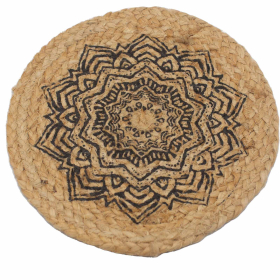 4x Natürliches Tischset – Jute 30 cm - Mandala Print