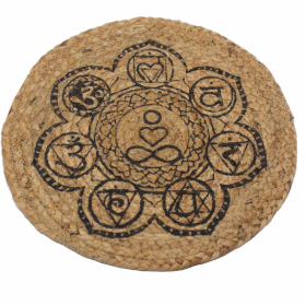 4x Natürliches Tischset – Jute 30 cm - Chakra-Druck