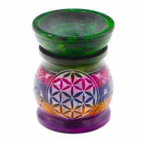 Duftlampe aus Speckstein, 10 cm - Blume des Lebens – Fünf Farben