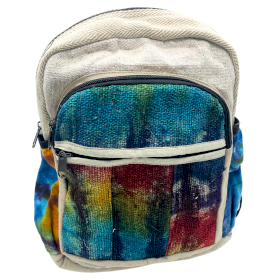 Mittelgroßer Rucksack aus Hanf- ohne Aufdruck- Batik