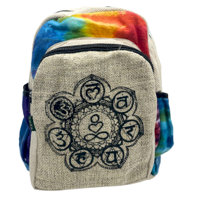 Mittelgroßer Rucksack aus Hanf – 7 Chakra- Batik