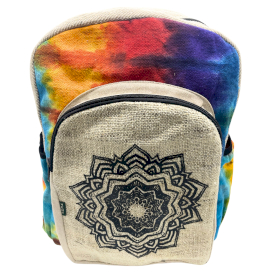 Großer Rucksack aus Hanf– Mandala-Batik