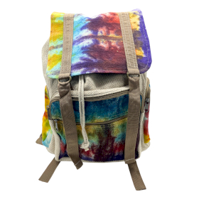 Großer quadratischer Rucksack aus Hanf- Batik