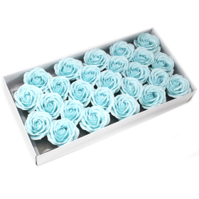 25x DIY Seifenblumen - große Rose - Baby Blau