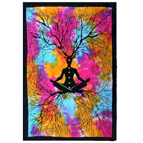 Tagesdecke aus Baumwolle / Wandbehang- Yoga Tree