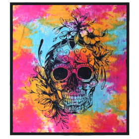 Doppelte Tagesdecke aus Baumwolle - Day of the Dead Skull