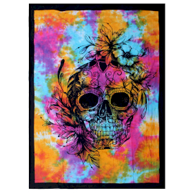 Tagesdecke aus Baumwolle / Wandbehang - Day of Dead Skull