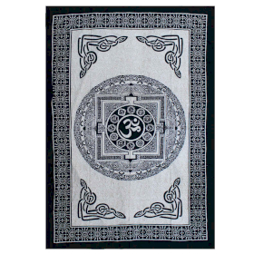 Tagesdecke aus Baumwolle / Wandbehang- Mono - OM Mandala