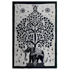 Tagesdecke aus Baumwolle / Wandbehang - Mono - Elephant Tree