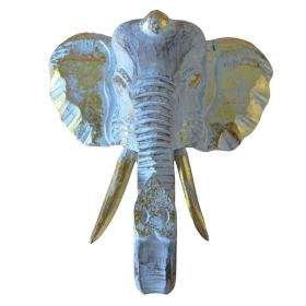 Großer Elefantenkopf - Weiß & Gold