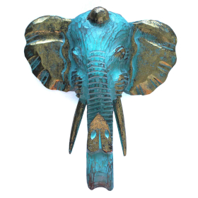 Großer Elefantenkopf- Türkis & Gold
