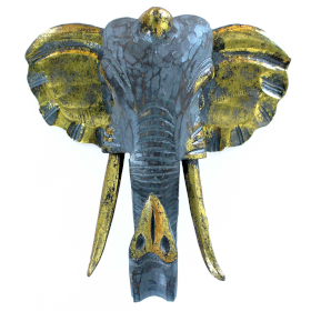 Großer Elefantenkopf - Grau & Gold