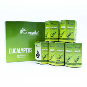 12x Packung mit 10 Masala Rückfluss Räucherkegel - Eucalyptus