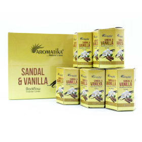 12x Packung mit 10 Masala Rückfluss Räucherkegel - Sandelholz und Vanille