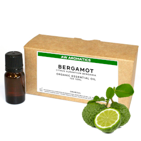 10x Ätherisches Bio-Bio-Öl der Bergamotte 10 ml - ohne Etikett