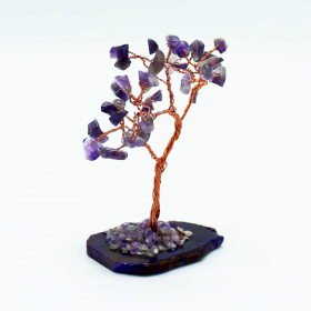 Edelsteinbaum - Amethyst auf natürlicher Achatbasis (35 Steine)