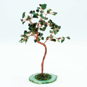 Großer Edelsteinbaum - Grüner Aventurin auf grüner Achatbasis (100 Steine)