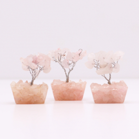12x Mini-Edelsteinbäume auf Orgonitbasis - Rosenquarz (15 Steine)