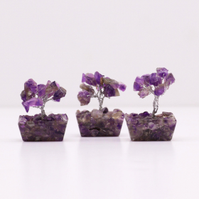 12x Mini-Edelsteinbäume auf Orgonitbasis - Amethyst (15 Steine)