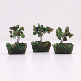12x Mini-Edelsteinbäume auf Orgonitbasis - Grüner Aventurin (15 Steine)
