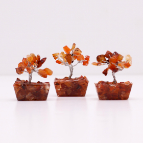 12x Mini-Edelsteinbäume auf Orgonitbasis - Karneol (15 Steine)