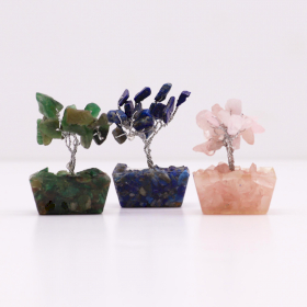 12x Mini-Edelsteinbäume auf Orgonitbasis - Verschiedene Mischung (15 Steine)