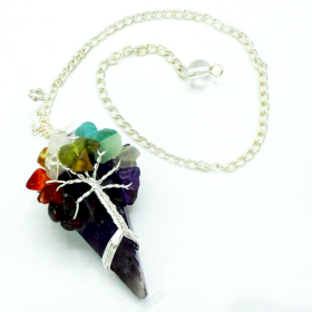 Magische Edelsteinpendel - Sieben Chakra - Amethyst