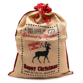 Jute-Weihnachtssack - Delivered By Reindeer