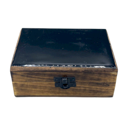 Mittelgroße Holzbox mit Keramikglasur- 15x10x6cm - Schwarz