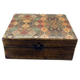 Große Holzbox mit Keramikglasur - 20x15x7.5cm - Trad-Muster