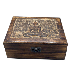 Große Erinnerungsbox aus Holz, 20 x 15 x 7,5 cm -  Buddha