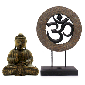 Buddha Feng Shui Set - Om - Grau und Schwarz